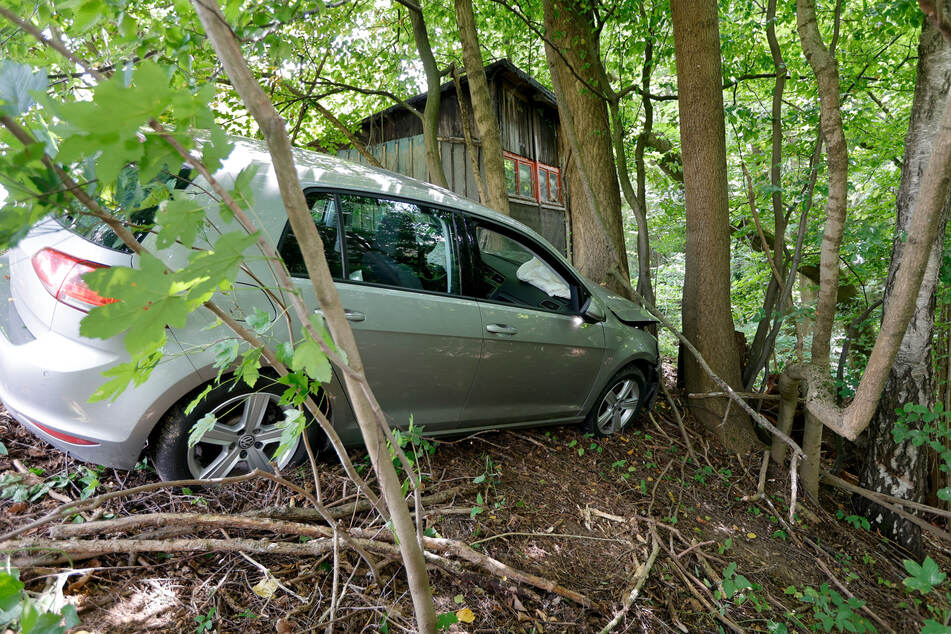 Der VW kam vom Weg ab und knallte gegen einen Baum.