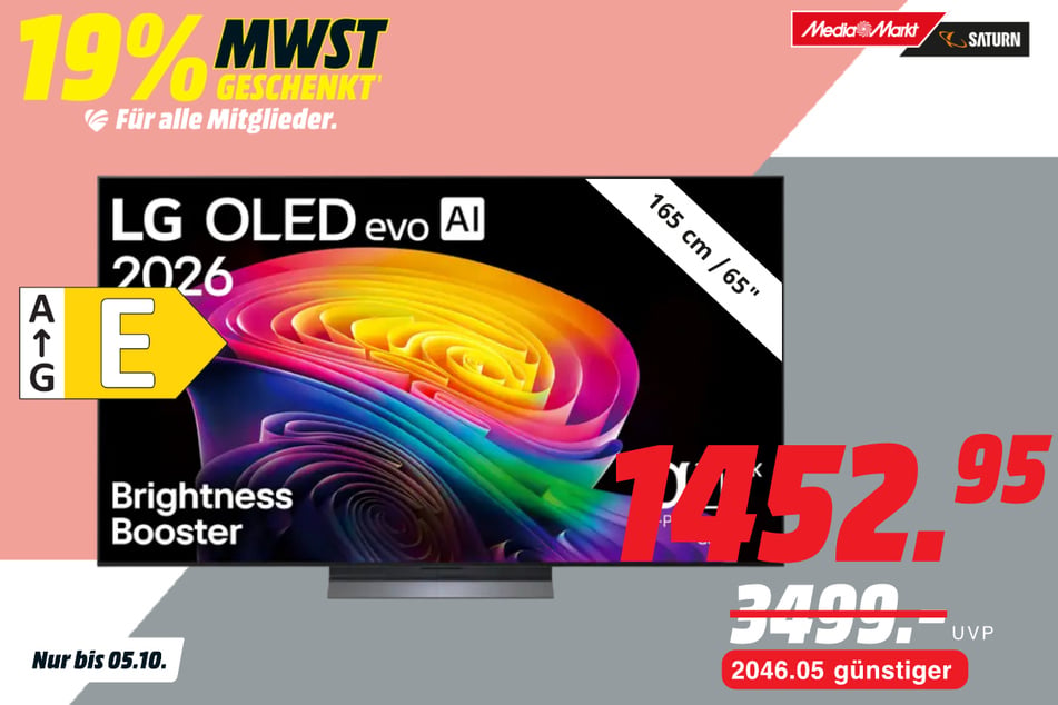 75-Zoll LG-Fernseher OLED65C67LA für 1.452,95 statt 3.499 Euro.