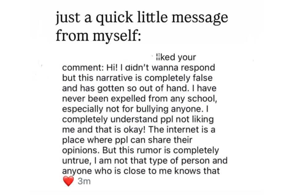 Auf Instagram nahm die 21-Jährige nun Stellung zu den Mobbing-Vorwürfen.