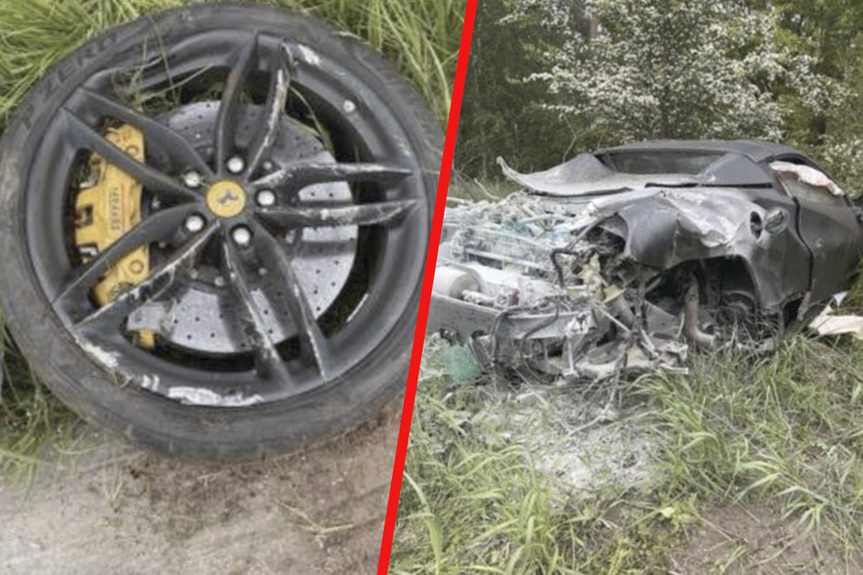 Unfall A9: Reifenplatzer auf A9! Ferrari schleudert in Graben, zwei Personen verletzt