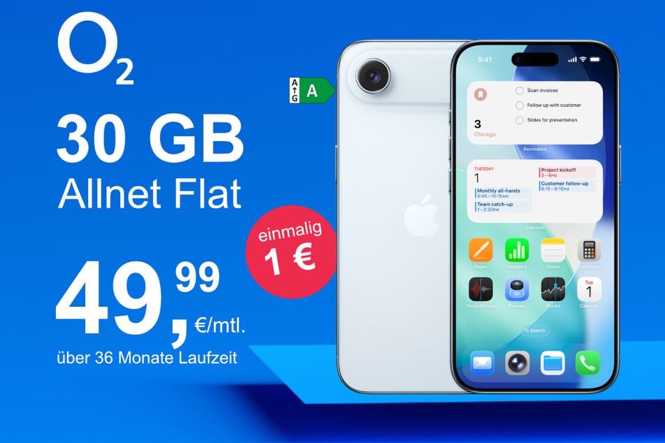 Das neue iPhone 17 Air inkl. 30 GB Datenvolumen für nur 1 Euro exklusiv bei o2.