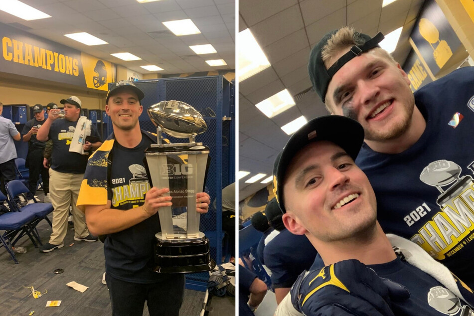Connor Stalions (l), Michigan's recruiting analyst and the focus of an NCAA investigation regarding allegations of sign-stealing, has resigned from his position.