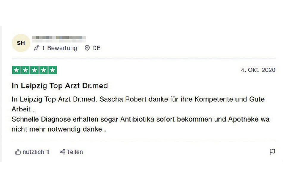 Gleich Antibiotika bekommen: Im Oktober erhielt "Dr. Robert" fünf Sterne auf einem Bewertungs-Portal. Da hatte die Landesärztekammer bereits Anzeige erstattet.