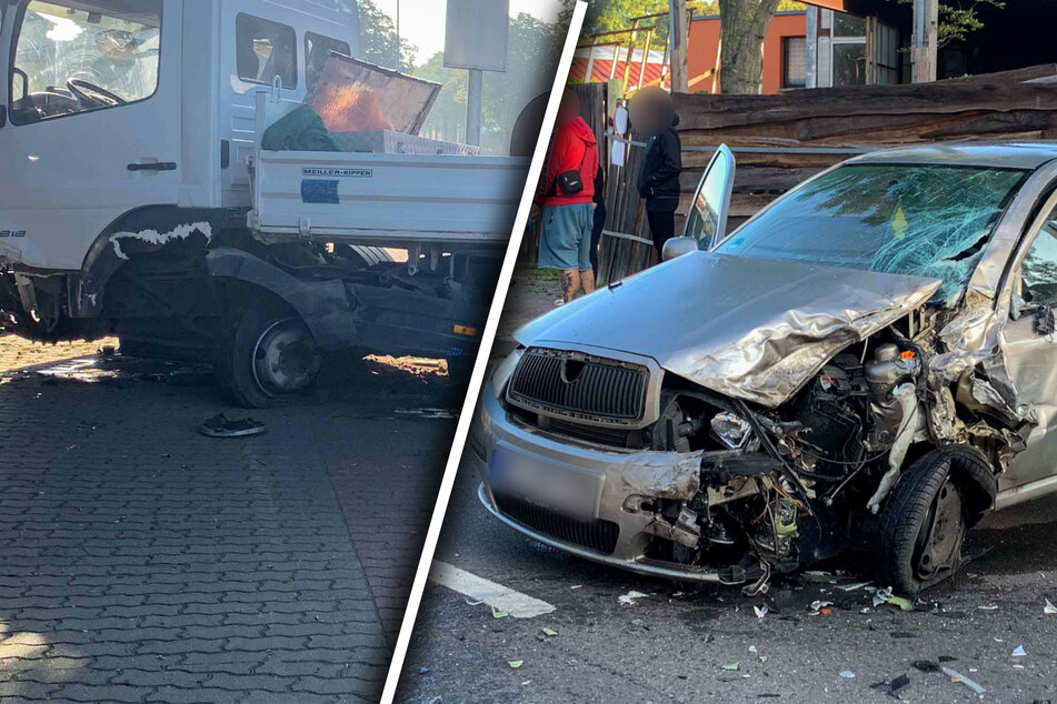 Heftiger Unfall: Skoda-Fahrerin kracht im Gegenverkehr mit Lkw zusammen
