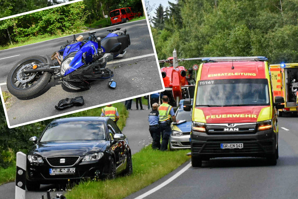 Schwerer Crash nahe Görlitz: Biker ins Krankenhaus geflogen
