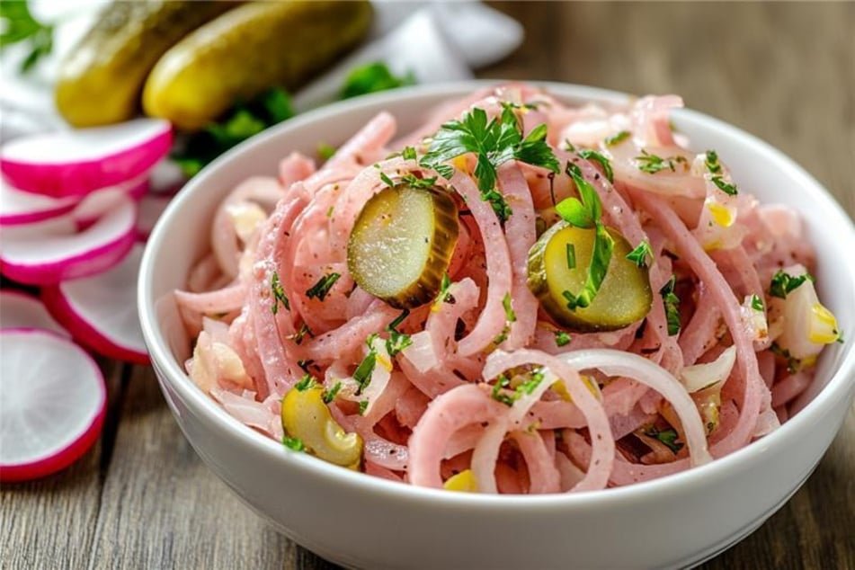 Omas Wurstsalat mit Radieschen und Gurken