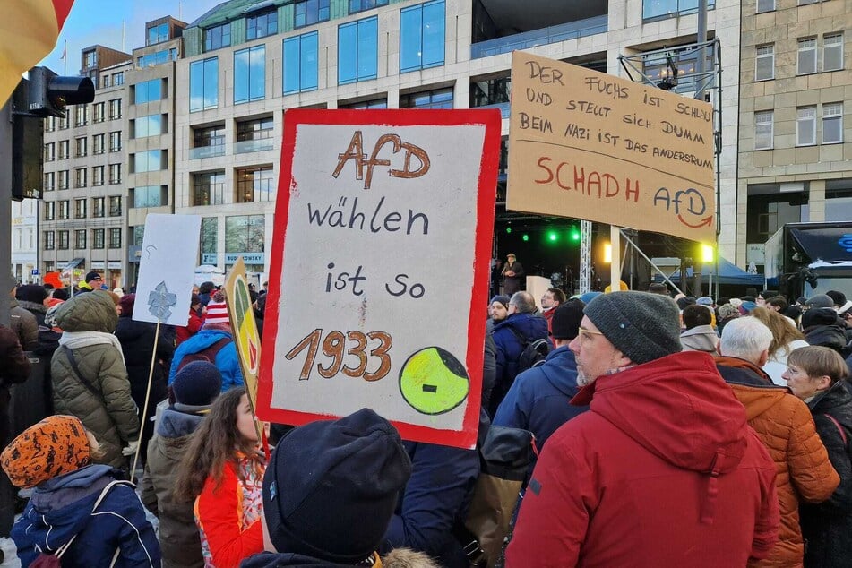 Viele Teilnehmer kamen mit Plakaten und Bannern gegen die AFD zur Demo.