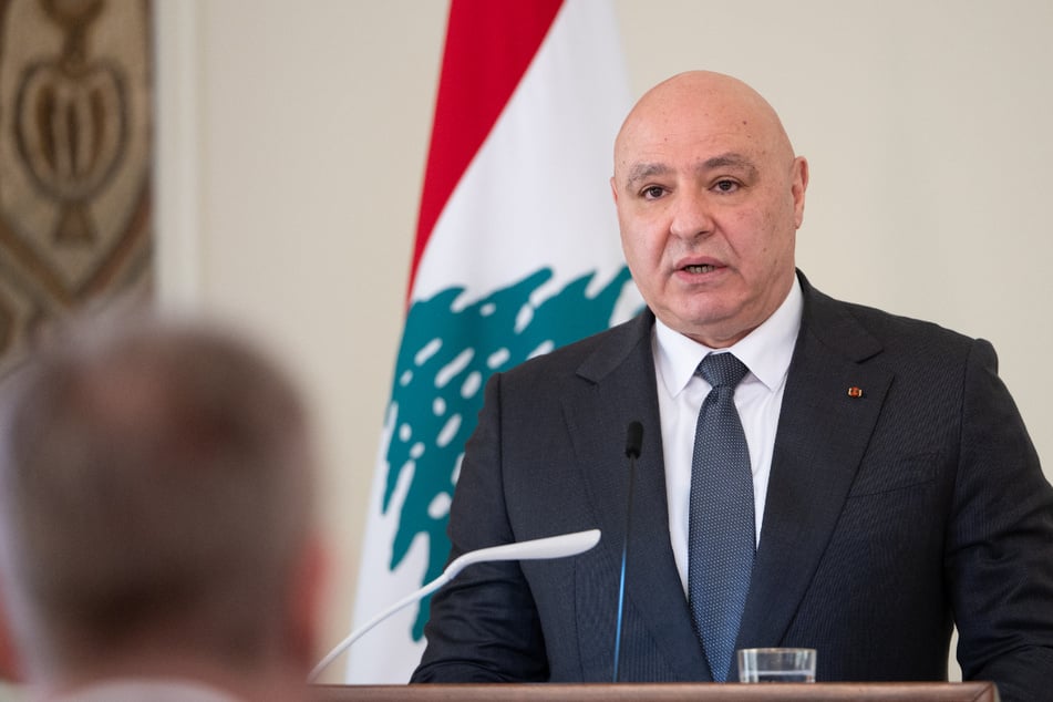 Der libanesische Staatspräsident Joseph Aoun (62) während einer Pressekonferenz.