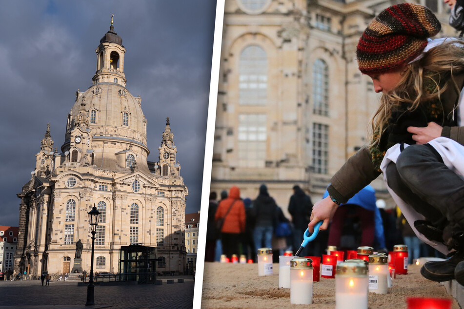 Dresden: Für die 1500 Corona-Toten in Dresden: Kerzen-Gedenken vor der Frauenkirche