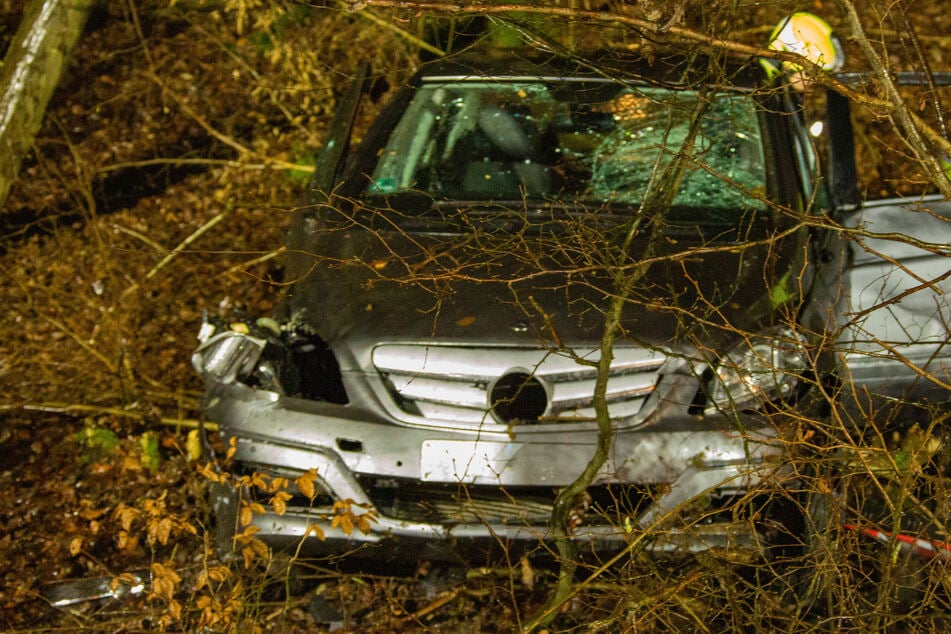 Die Frau war von der Straße abgekommen und in das Gestrüpp sowie gegen einen Baum gefahren.