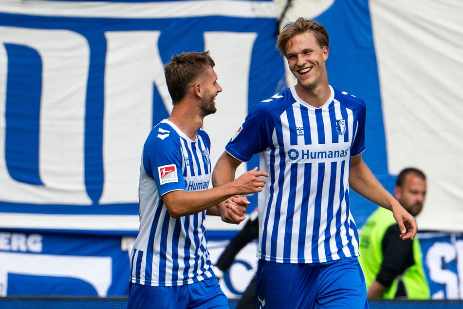 Für Luka Hyryläinen (22, r.) ist es das erste Pflichtspieltor für den FCM.