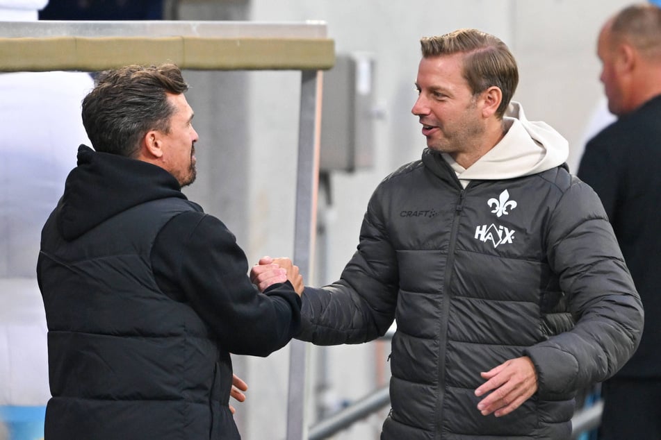 Thomas Stamm, Trainer von Dynamo Dresden, und Florian Kohfeldt, Coach des SV Darmstadt 98, stand vor dem Spiel Rede und Antwort.