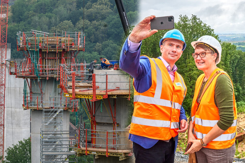 Teuerste Straßen-Baustelle in Sachsen: Minister Dulig kommt mit Gattin zum Selfie-Termin vorbei