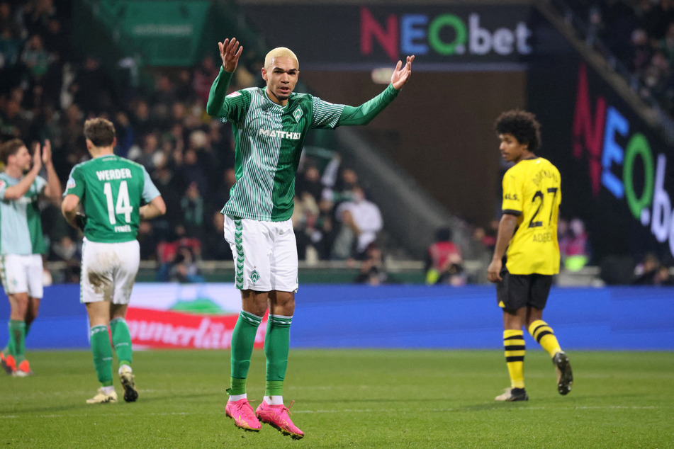 Justin Njinmah brachte Werder Bremen wieder ins Spiel, für einen Punktgewinn reichte es aber dennoch nicht.