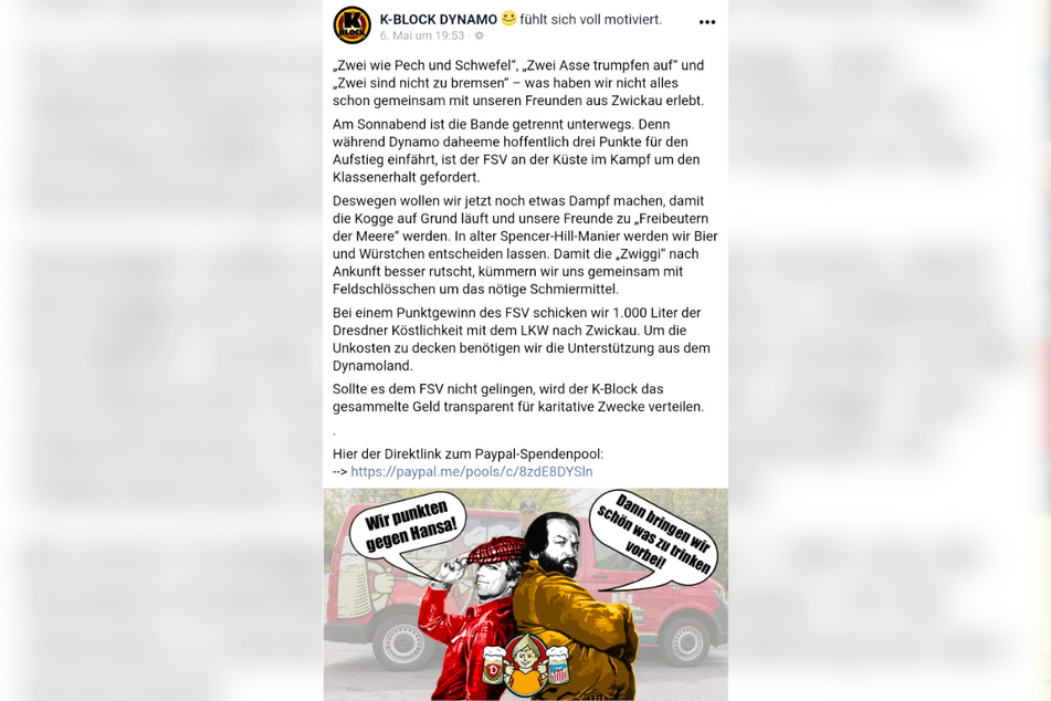 Coole Aktion: Die Dynamo-Fans spendieren dem FSV für den Punktgewinn in Rostock 1000 Liter Bier.