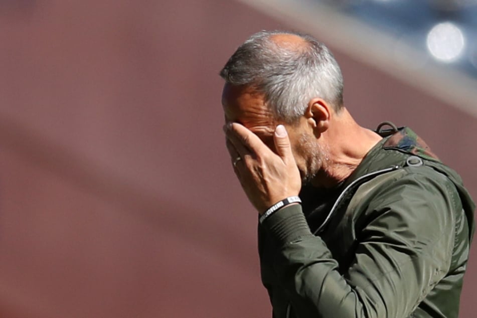 Eintracht-Coach Adi Hütter wollte bei der Niederlage gegen Mainz gar nicht mehr hinsehen.