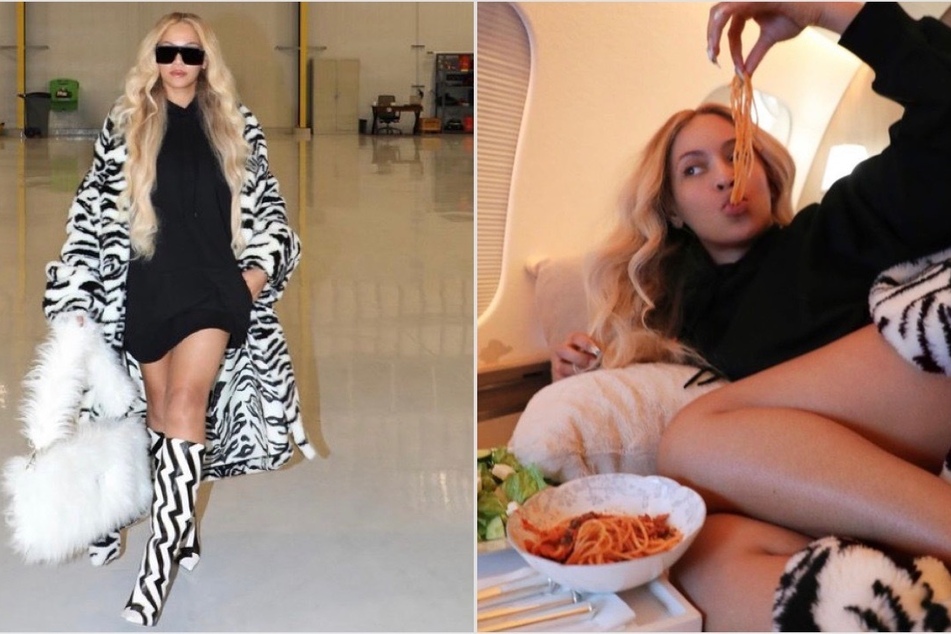 Beyoncé toasted her Cowboy Carter drop by dining on her private jet.