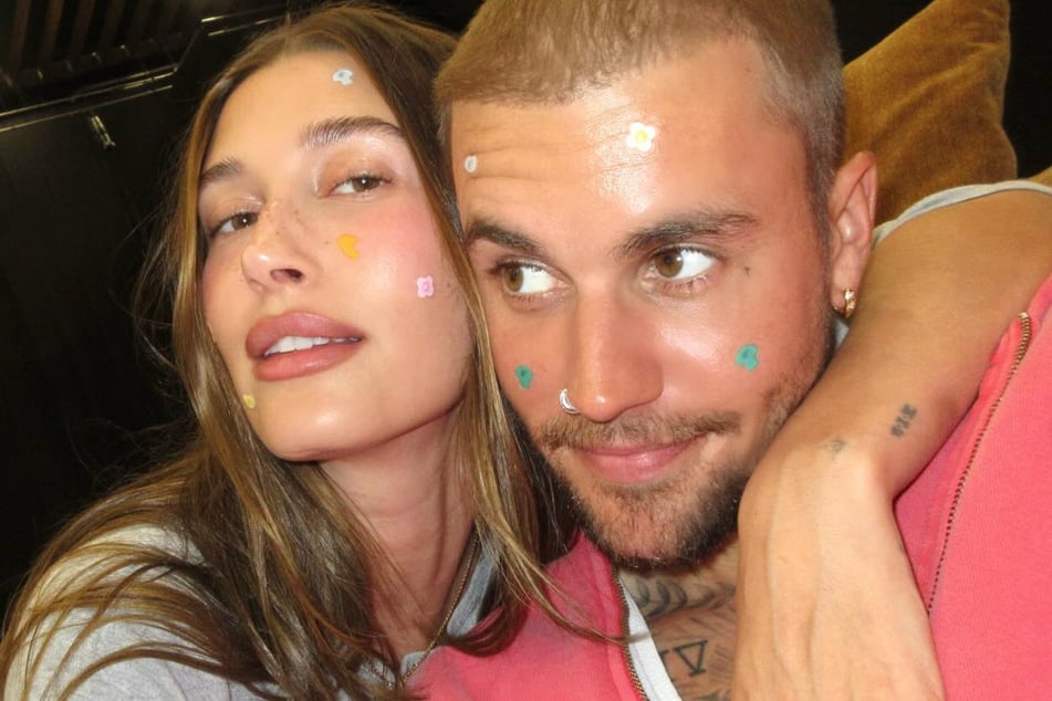 Hailey Bieber (l) sweetly honored the anniversary of her engagement to Justin Bieber (r) on Instagram.
