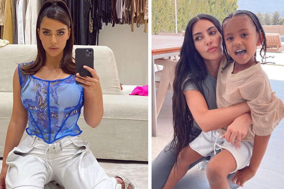 Kim Kardashian said she struggled to find motivation and energy to study for her second baby bar after being diagnosed with Covid-19 (collage).