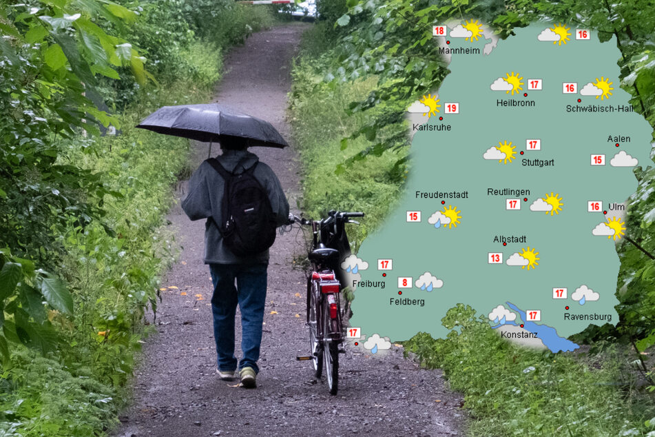 Die Woche startet in Baden-Württemberg regnerisch, zum Dienstag hin soll es dann freundlicher werden. (Fotomontage)