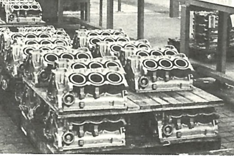 Die am häufigsten in Köln produzierte Bauform war der V6, rund 14,3 Millionen Einheiten hat das Kölner Motorenwerk davon produziert. Hier die Motorblöcke eines 2.0l V6.