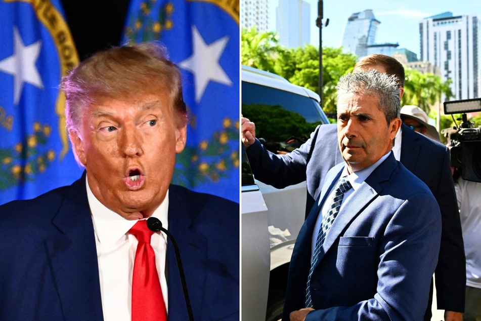 Prosecutors in the classified documents case against Donald Trump argue the attorney representing Carlos De Oliveira (r.) has a conflict of interest.