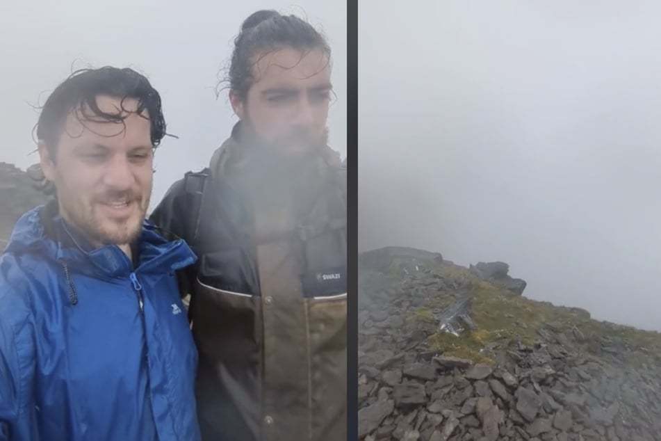 Die beiden Freunde Killian Sundermann und Michael Nardone aus Irland staunten nicht schlecht, als sie auf der Bergspitze des Currauntoohill ankamen - und genau NICHTS sahen.