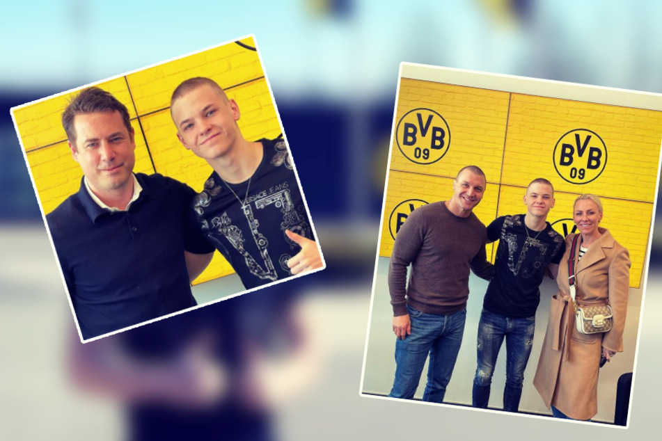 Der Isländer teilte Fotos mit seinen Eltern und mit BVB-Jugendkoordinator Lars Ricken (45, l.).