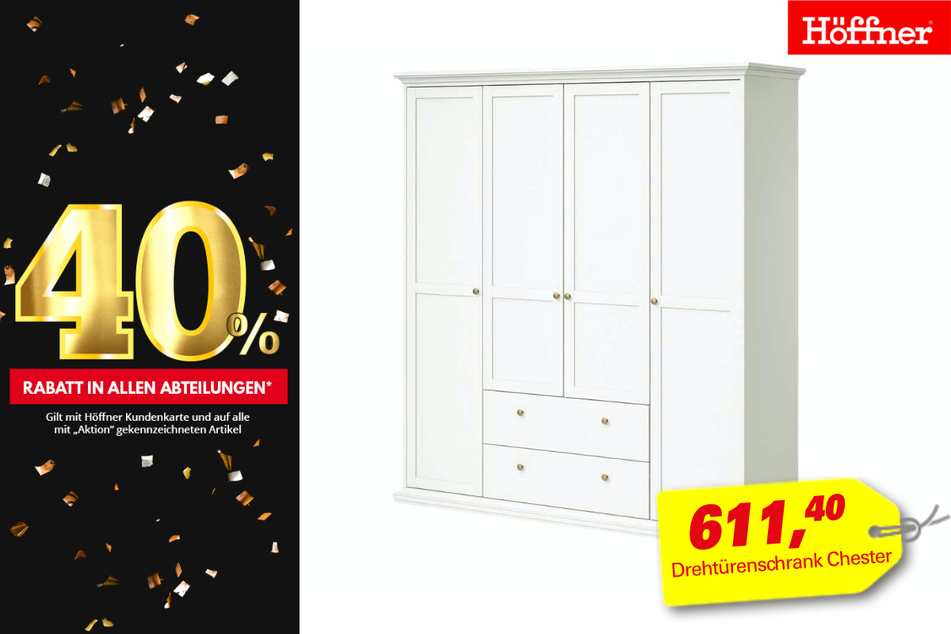 Drehtürenschrank Chester
für 611,40 Euro