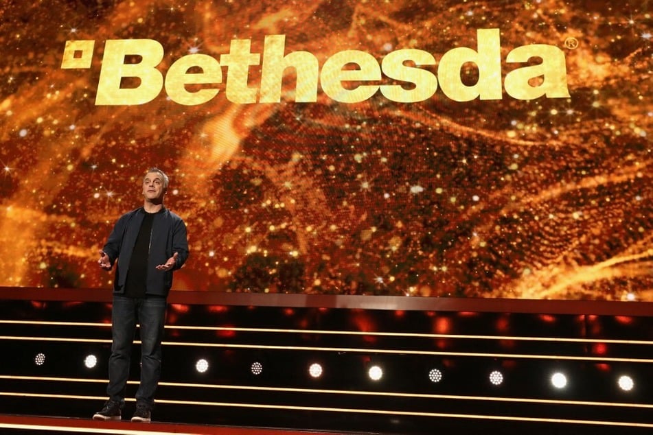 Pete Hines, Vice President of Bethesda Softworks, speaks during the Bethesda E3 Showcase at The Shrine Auditorium in Los Angeles in June 2019.