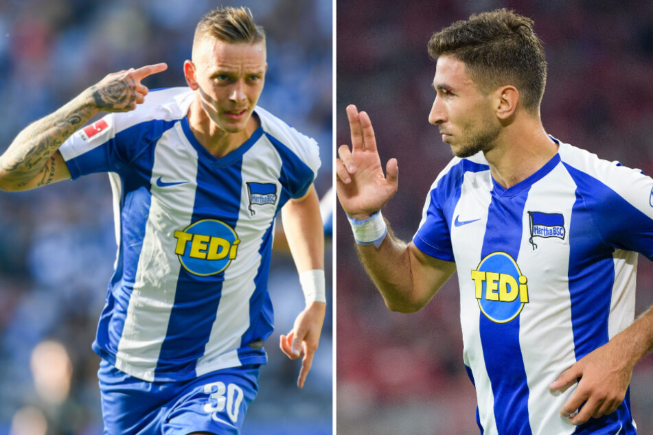 Marius Wolf (25, l.) ist bei Hertha BSC offenbar kein Thema mehr. Marko Grujic (24, r.) könnte erneut zurückkehren.