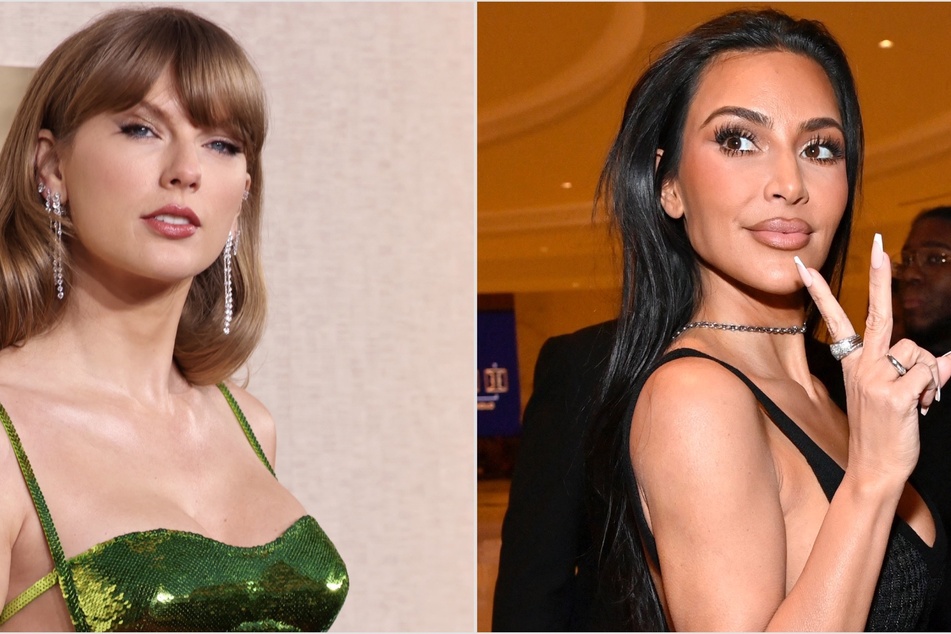 Kim Kardashian (r.) has shared her thoughts on Taylor Swift's supposed diss towards her in The Tortured Poets Department: The Anthology.