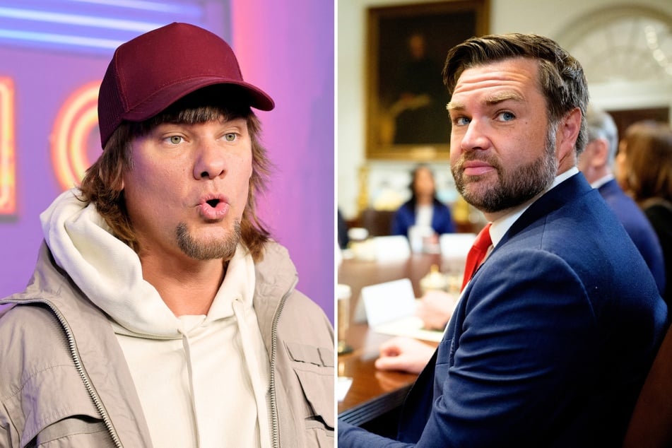 In a recent social media post, podcaster Theo Von (l.) pointed out Vice President JD Vance's past support for releasing files related to Jeffrey Epstein.