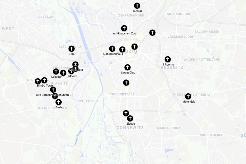 In allen Himmelsrichtungen sind die Club-Leichen verteilt.