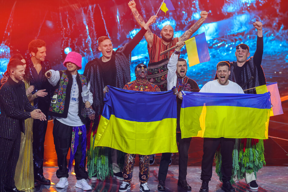 Das Kalush Orchestra aus der Ukraine jubelte über den Gewinn des Eurovision Song Contest 2022.