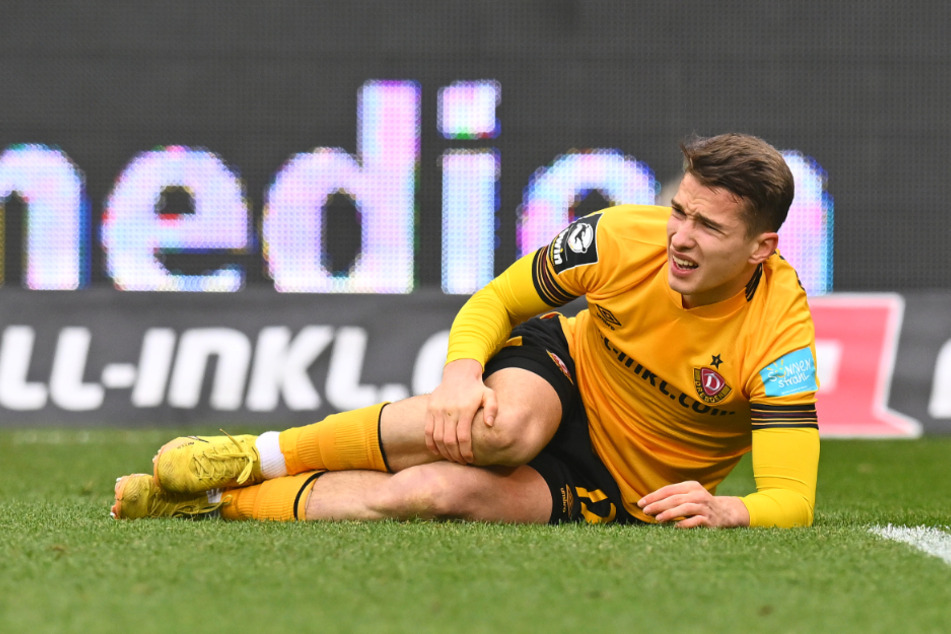 Bitter! SGD-Abwehrmann Kyrylo Melichenko (23) verletzte sich bei einem Zweikampf im Spiel gegen den FC Erzgebirge Aue.