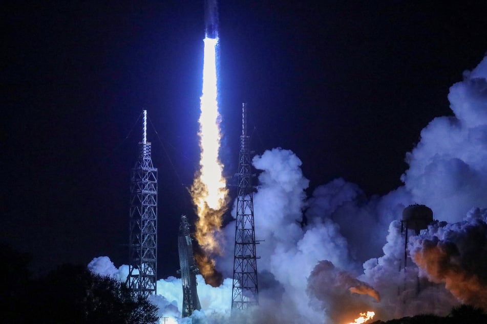 A Blue Origin New Glenn rocket lifts off on its inaugural launch at the Cape Canaveral Space Force Station in Florida on January 16, 2025.