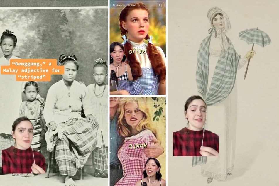Gingham, which first originated in Asia, comes from the Malay word genggang and was first popularized in the West by English and Dutch colonizers in the 18th century. The pattern boomed in popularity in the '40s and '50s due to stars like Judy Garland (top c.) and Brigitte Bardot (bottom c.)