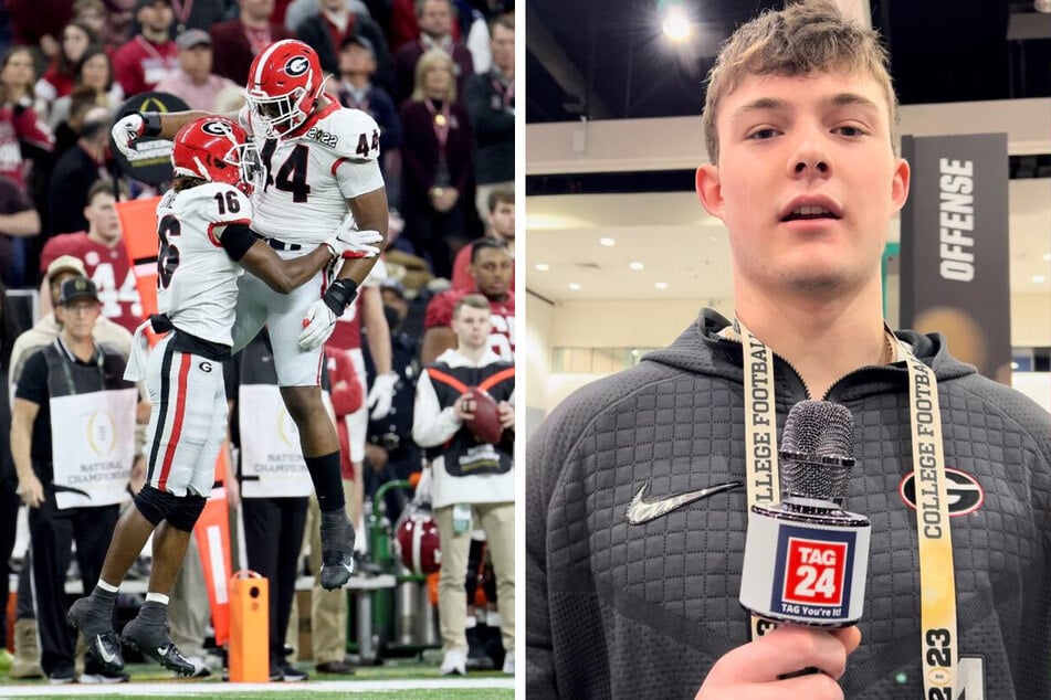 Freshman tight end Oscar Delp (r.) has prepared to play as a starter in the CFP National Championship game amid teammate Darnell Washington's injures.