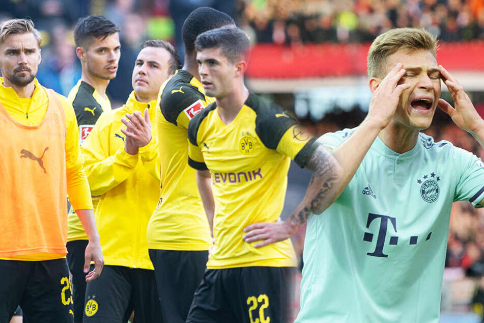 Bayern um Joshua Kimmich (r.) konnte den Patzer des BVB (2:4 gegen den FC Schalke 04) nicht nutzen und spielte nur 1:1 in Nürnberg. (Bildmontage)