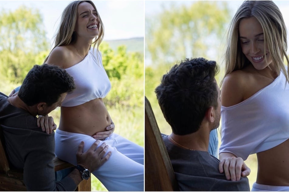 Alex Cooper shared her pregnancy announcement on Instagram with sweet pics that highlighted her growing baby bump.