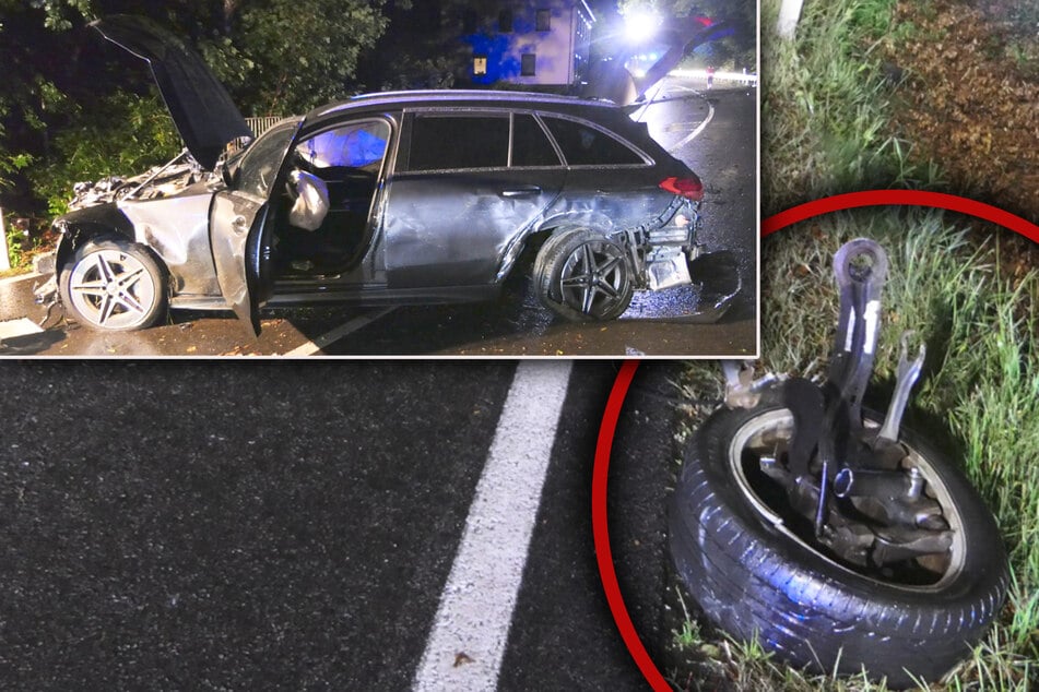 Schwerer Unfall in Sachsen: Mercedes reißt im Gegenverkehr Ford das Hinterrad ab