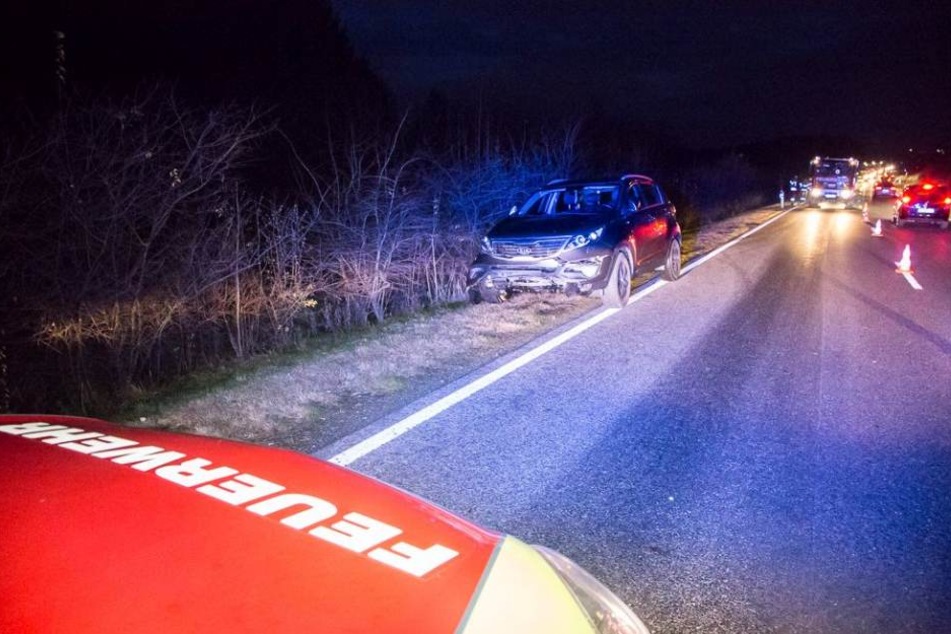 Der Kia kollidierte mit einem Wildschwein.