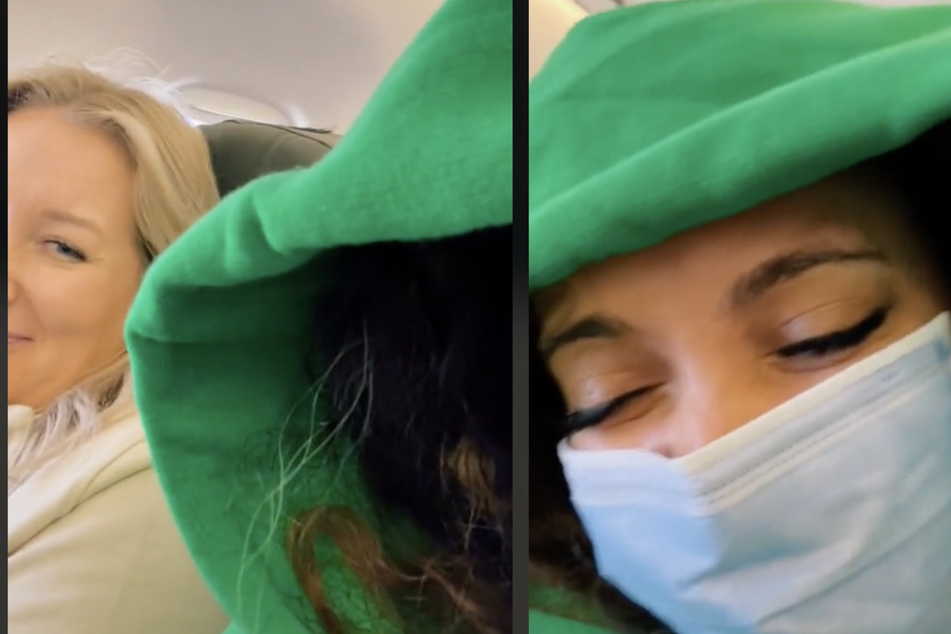 "Little Mix"-Star Jade Thirlwall (29) und ihre Freundin können einfach nicht fassen, was sie da im Flugzeug sehen.