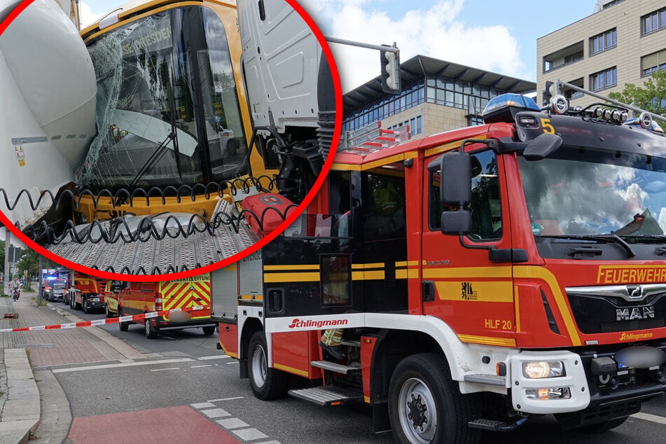 Großeinsatz in der Innenstadt: Straßenbahn kracht mit Lkw zusammen, fünf Menschen verletzt!
