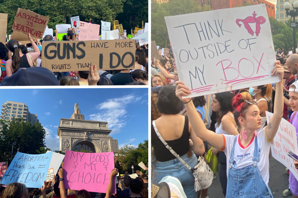 Colorful and creative homemade signs waved amongst protesters in Washington Square Park on Friday.