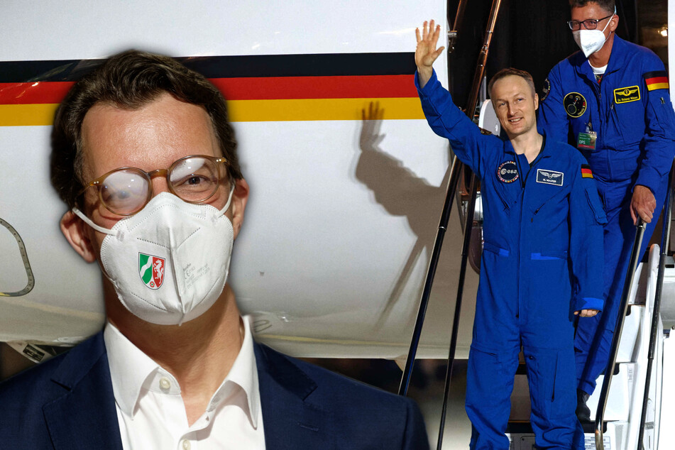 Hendrik Wüst nimmt den Astronauten Matthias Maurer in Empfang