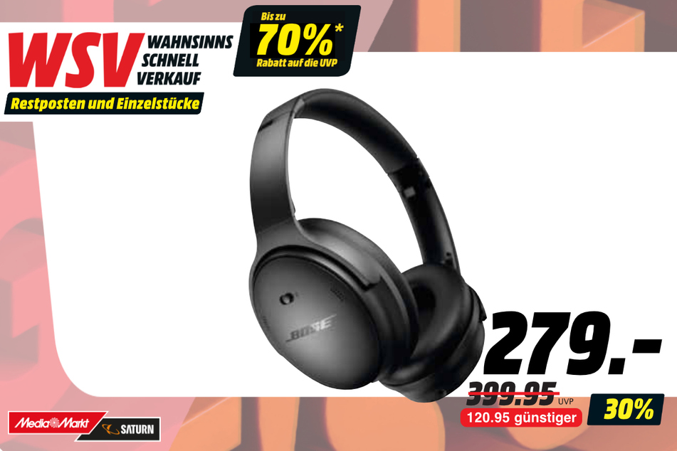 Bose-Kopfhörer für 279 statt 399,95 Euro.
