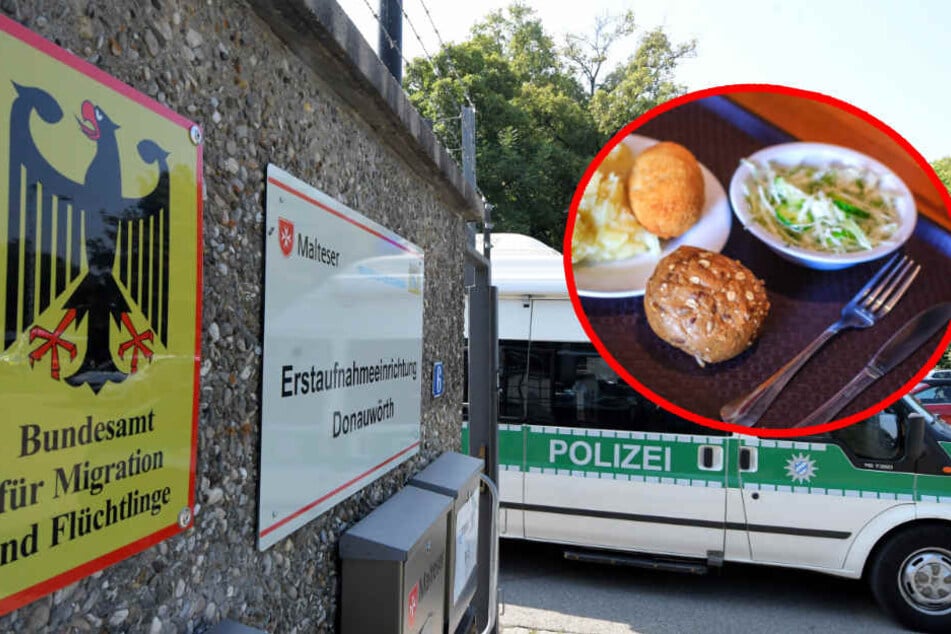 Ein Streit an der Essensausgabe eskalierte im Ankerzentrum Donauwörth. (Bildmontage)