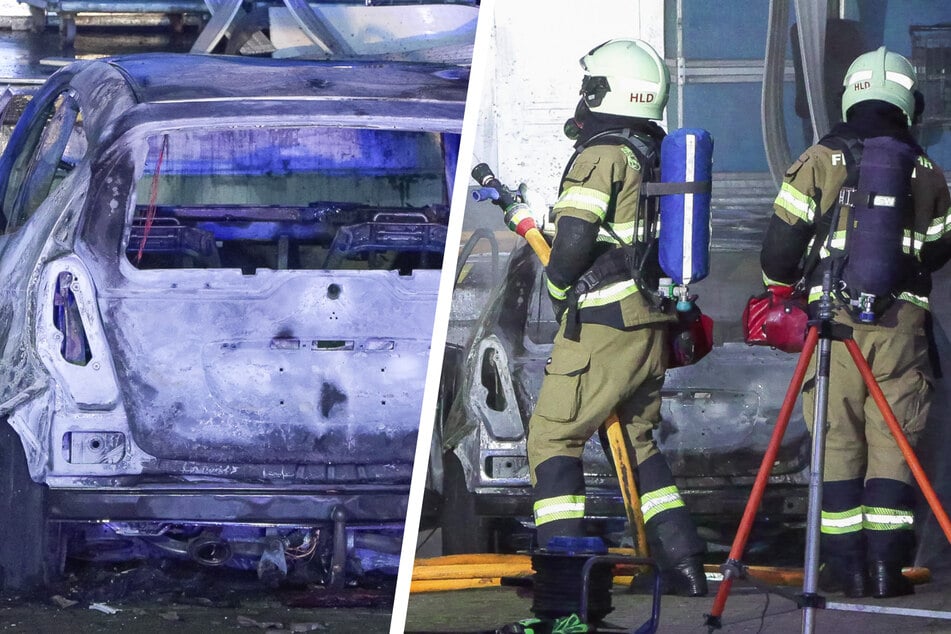 Brennendes Auto sorgt für Feuerwehr-Großeinsatz vor Supermarkt